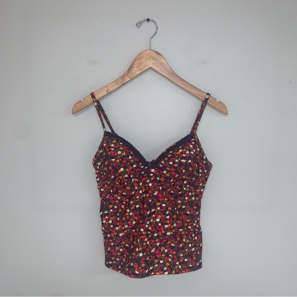 Boden Tankini Top Women’s Size 8 US Brown Multi Floral Swimwear Padded Shelf Bra - Picture 2 of 7